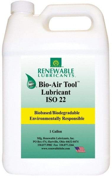 Renewable Lubricants - 1 Gal Bottle, ISO 22, Air Tool Oil - -40°F to 420°, 22.4 Viscosity (cSt) at 40°C, 4.9 Viscosity (cSt) at 100°C, Series Bio-Air - Americas Tooling