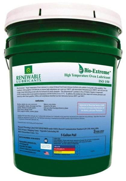 Renewable Lubricants - 5 Gal Pail Synthetic/Graphite Lubricant - White, -28°F to 2,000°F, Food Grade - Americas Tooling