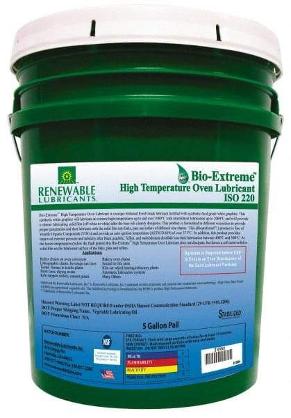 Renewable Lubricants - 5 Gal Pail Synthetic/Graphite Lubricant - White, -28°F to 2,000°F, Food Grade - Americas Tooling