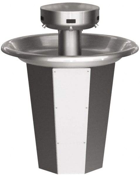 Bradley - Circular, Infrared Sensor, External Drain, 36" Diam, 5 Person Capacity, Stainless Steel, Wash Fountain - 0.5 GPM - Americas Tooling