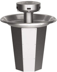 Bradley - Circular, Infrared Sensor, External Drain, 36" Diam, 5 Person Capacity, Stainless Steel, Wash Fountain - 0.5 GPM - Americas Tooling