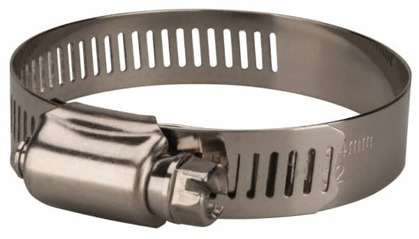 Value Collection - SAE Size 32, 1-1/2 to 2-1/2" Diam, Stainless Steel Worm Drive Clamp - 1/2" Wide, Material Grade 201 - Americas Tooling