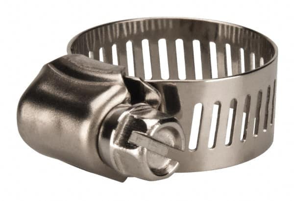 Value Collection - SAE Size 10, 1/2 to 1-1/16" Diam, Stainless Steel Worm Drive Clamp - 1/2" Wide, Material Grade 201 - Americas Tooling