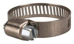 Value Collection - SAE Size 12, 1/2 to 1-1/4" Diam, Stainless Steel/Carbon Steel Worm Drive Clamp - 5/16" Wide, Material Grade 301 - Americas Tooling