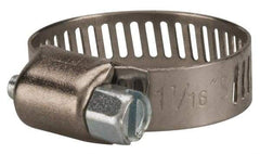 Value Collection - SAE Size 10, 3/8 to 1-1/16" Diam, Stainless Steel/Carbon Steel Worm Drive Clamp - 5/16" Wide, Material Grade 301 - Americas Tooling