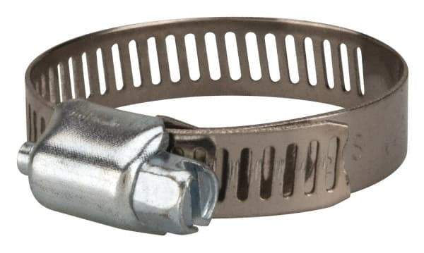 Value Collection - SAE Size 16, 1/2 to 1-1/2" Diam, Stainless Steel/Carbon Steel Worm Drive Clamp - 5/16" Wide, Material Grade 201 - Americas Tooling