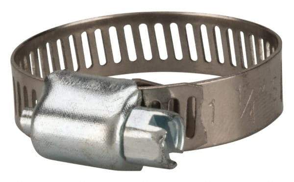 Value Collection - SAE Size 12, 1/2 to 1-1/4" Diam, Stainless Steel/Carbon Steel Worm Drive Clamp - 5/16" Wide, Material Grade 201 - Americas Tooling