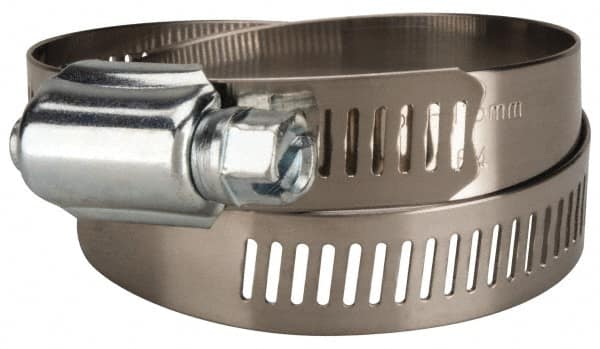 Value Collection - SAE Size 64, 2-1/2 to 4-1/2" Diam, Stainless Steel/Carbon Steel Worm Drive Clamp - 1/2" Wide, Material Grade 201 - Americas Tooling