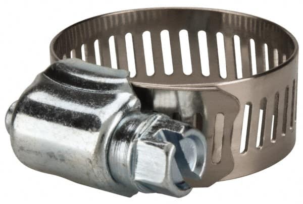 Value Collection - SAE Size 12, 1/2 to 1-1/4" Diam, Stainless Steel/Carbon Steel Worm Drive Clamp - 1/2" Wide, Material Grade 201 - Americas Tooling