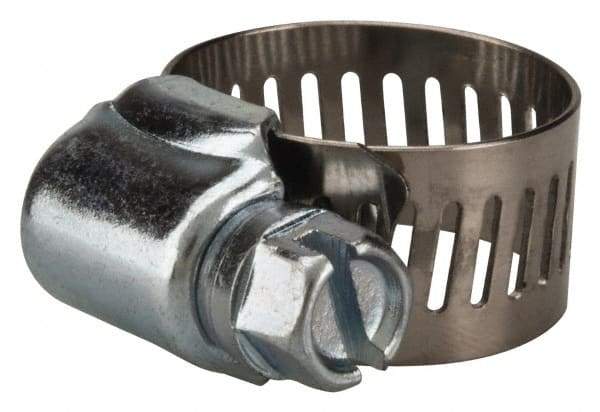 Value Collection - SAE Size 6, 3/8 to 7/8" Diam, Stainless Steel/Carbon Steel Worm Drive Clamp - 1/2" Wide, Material Grade 201 - Americas Tooling