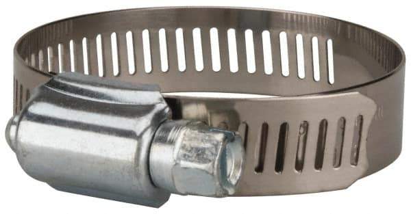 Value Collection - SAE Size 32, 1-1/2 to 2-1/2" Diam, Stainless Steel/Carbon Steel Worm Drive Clamp - 1/2" Wide, Material Grade 201 - Americas Tooling