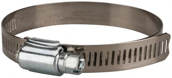 Value Collection - SAE Size 48, 2-1/2 to 3-1/2" Diam, Stainless Steel/Carbon Steel Worm Drive Clamp - 1/2" Wide, Material Grade 201 - Americas Tooling