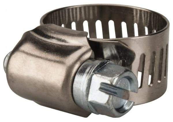 Value Collection - SAE Size 6, 3/8 to 7/8" Diam, Stainless Steel/Carbon Steel Worm Drive Clamp - 1/2" Wide, Material Grade 201 - Americas Tooling