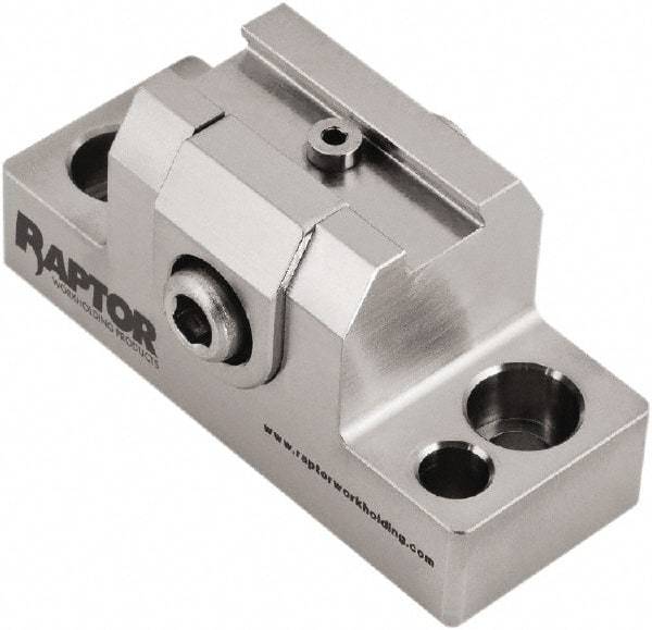 Raptor Workholding - 1-1/4" High x 1" Wide x 2-1/2" Long Dovetail Vise - 3/8" Jaw Opening Capacity, 1/8" High x 1-1/4" Wide Jaw, For 4 & 5 Axis Workholding Systems - Americas Tooling