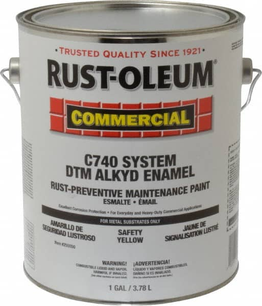 Rust-Oleum - 1 Gal Yellow Gloss Finish Alkyd Enamel Paint - 278 to 509 Sq Ft per Gal, Interior/Exterior, Direct to Metal, <400 gL VOC Compliance - Americas Tooling