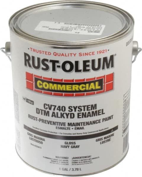 Rust-Oleum - 1 Gal Navy Gray Gloss Finish Alkyd Enamel Paint - 278 to 509 Sq Ft per Gal, Interior/Exterior, Direct to Metal, <100 gL VOC Compliance - Americas Tooling