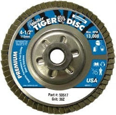 Weiler - 4-1/2" 36 Grit 5/8-11 Center Hole Type 29 Zirconia Alumina Flap Disc - Americas Tooling