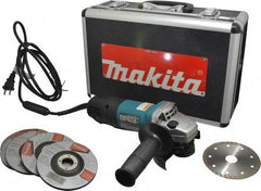 Makita - 4-1/2" Wheel Diam, 10,000 RPM, Corded Angle & Disc Grinder - 5/8-11 Spindle, 120 Volts, 7.5 Amps - Americas Tooling