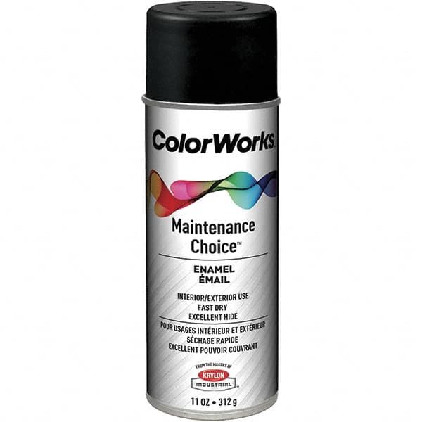 Krylon - Black, Flat, Enamel Spray Paint - 15 to 18 Sq Ft per Can, 16 oz Container, Use on General Industrial Maintenance & Touch-up Work - Americas Tooling