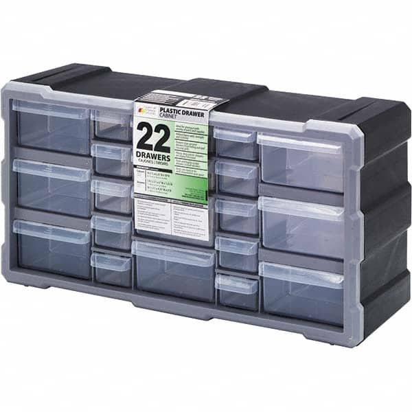 Quantum Storage - 22 Drawer, Small Parts Drawer Cabinet System - 19-1/2" Deep x 6-1/4" Wide x 10" High - Americas Tooling