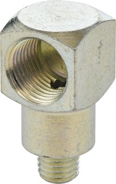 Umeta - 90° Head Angle, 1/4-28 PTF Steel Grease Fitting Adapter - 1/2" Hex, 1.0313" Overall Height, Zinc Plated Finish - Americas Tooling