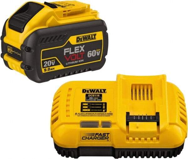 DeWALT - 60 Volt Lithium-Ion Power Tool Battery - 9 Ahr Capacity, 1 hr Charge Time, Series 20/60 FLEXVOLT - Americas Tooling