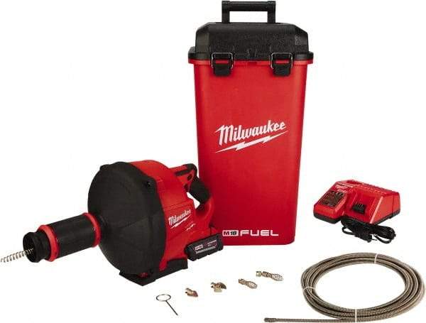 Milwaukee Tool - 18V Battery Battery Drain Cleaning Machine - For 3" Pipe, 35' Cable - Americas Tooling