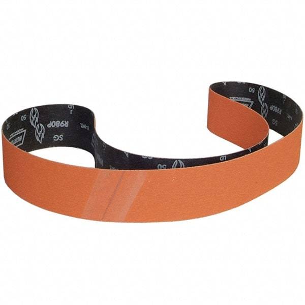 Norton - 4" Wide x 132" OAL, 36 Grit, Ceramic Abrasive Belt - Ceramic, Coated, Y Weighted Cloth Backing - Americas Tooling