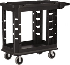 Suncast - 500 Lb Capacity, 19-1/2" Wide x 34-13/16" Long x 41-25/32" High Standard Utility Cart - 2 Shelf, Structural Foam, 2 Swivel, 2 Fixed/Locking Casters - Americas Tooling