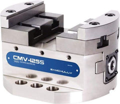 Samchully - 125mm Jaw Width, 125mm Max Jaw Opening, 125mm Throat Depth, Manual Precision Self Centering Vise - Steel, 7.87" OAL x 7.87" OAW x 3.1496" OAH - Americas Tooling