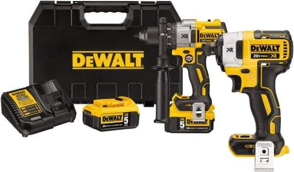 DeWALT - 20 Volt 1/2" Chuck Pistol Grip Handle Cordless Drill - 0-2000 RPM, Keyless Chuck, Reversible, 2 Lithium-Ion Batteries Included - Americas Tooling