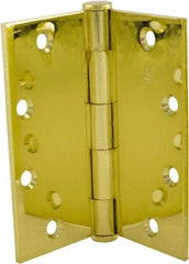 Hager - 5" Long x 5" Wide x 0.062" Thick, Steel Full Mortise Hinge - Bright Brass Finish, 5 Knuckles - Americas Tooling