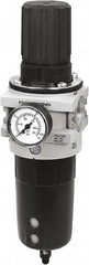 Parker - 3/4" NPT Port Heavy-Duty 1 Piece Filter/Regulator FRL Unit - Polypropylene Bowl, 335 SCFM, 254 Max psi, 13-1/2" High, Manual Drain - Americas Tooling