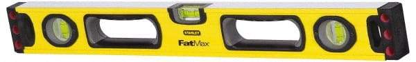 Stanley - 48" Long 3 Vial Box Beam Level - Aluminum, Yellow, 1 Level & 2 Plumb Vials - Americas Tooling