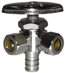 Legend Valve - NPT 1/2 Inlet, 110 Max psi, Chrome Finish, Rubber Water Supply Stop Valve - 3/8 Compression Outlet, Straight, Silver Handle, For Use with Potable Water Applications - Americas Tooling