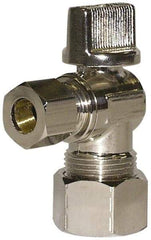 Legend Valve - PEX 1/2 Inlet, 125 Max psi, Chrome Finish, Carbon Steel Water Supply Stop Valve - 3/8 Compression Outlet, Angle, Silver Handle, For Use with Potable Water Applications - Americas Tooling