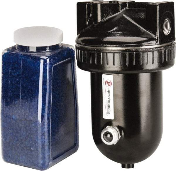 PRO-SOURCE - 15 CFM at 100 psi Inlet, In-line Desiccant Dryer - 1/2" NPT Inlet/Outlet x 4-7/8" Long x 4-7/8" Wide x 8-7/8" High - Americas Tooling