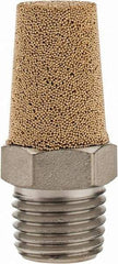 PRO-SOURCE - 1/4 Male NPT, 9/16" Hex, 1-3/8" OAL, Exhaust Muffler - 300 Max psi, 75 Decibel Rating, Sintered Bronze - Americas Tooling