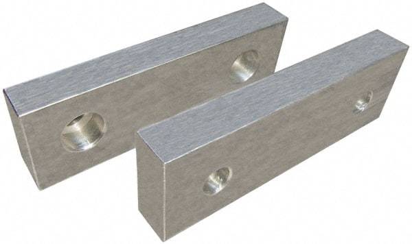 Gibraltar - 6" Wide x 3" High x 2" Thick, Flat/No Step Vise Jaw - Soft, Aluminum, Fixed Jaw, Compatible with 6" Vises - Americas Tooling