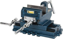 Interstate - 3-35/64" Jaw Opening Capacity x 1.18" Throat Depth, Horizontal Drill Press Vise - 4" Wide x 1.18" High Jaw, Cross Slide Base, Standard Speed, 8" OAL x 5.1" Overall Height, Cast Iron - Americas Tooling