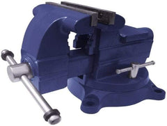 Gibraltar - 8" Jaw Width x 7-1/2" Jaw Opening Capacity, 4-1/2" Throat Depth, Bench & Pipe Combination Vise - 1/8 to 3" Pipe Capacity, Swivel Base, Bolt Down Attachment, Ductile Iron - Americas Tooling