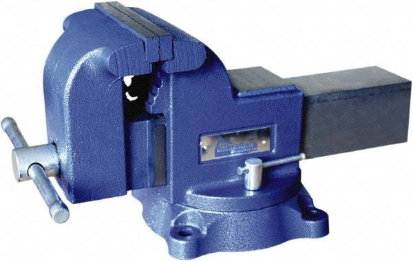 Gibraltar - 6" Jaw Width x 6-1/4" Jaw Opening Capacity, 3-1/2" Throat Depth, Bench & Pipe Combination Vise - 1-1/4 to 2-1/2" Pipe Capacity, Swivel Base, Bolt Down Attachment, Ductile Iron - Americas Tooling