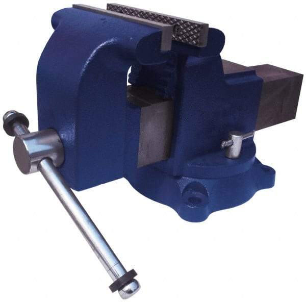 Gibraltar - 5" Jaw Width x 5" Jaw Opening Capacity, 3" Throat Depth, Bench & Pipe Combination Vise - 5/8 to 2-3/8" Pipe Capacity, Swivel Base, Bolt Down Attachment, Ductile Iron - Americas Tooling