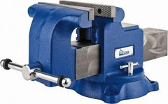 Gibraltar - 8" Jaw Width x 8" Jaw Opening Capacity, 4" Throat Depth, Bench & Pipe Combination Vise - 3/4 to 3" Pipe Capacity, Swivel Base, Bolt Down Attachment, Ductile Iron - Americas Tooling