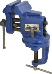 Gibraltar - 2-1/2" Jaw Width, 2-1/2" Opening Capacity, 1-5/8" Throat Depth, Cast Iron Swivel Bench Vise - Clamp-On Base Attachment - Americas Tooling