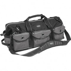 Bucket Boss - 28 Pocket Gray & Black Ballistic Polyester Tool Bag - 28" Wide x 11" Deep x 12" High - Americas Tooling