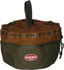 Bucket Boss - 19 Pocket Brown & Green Canvas Tool Tote - 10" Wide x 10" Deep x 6" High - Americas Tooling