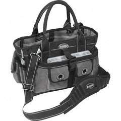 Bucket Boss - 18 Pocket Gray & Black Polyester Tool Bag - 14" Wide x 9" Deep x 9" High - Americas Tooling