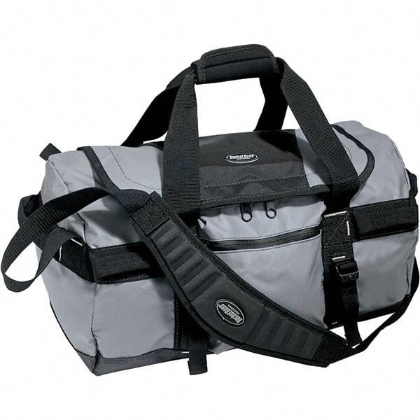 Bucket Boss - 2 Pocket Gray & Black Tarpaulin Tool Bag - 20" Wide x 12" Deep x 12" High - Americas Tooling