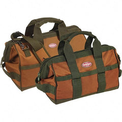 Bucket Boss - 12 Pocket Brown & Green Polyester Tool Bag - 12" Wide x 7" Deep x 9" High - Americas Tooling